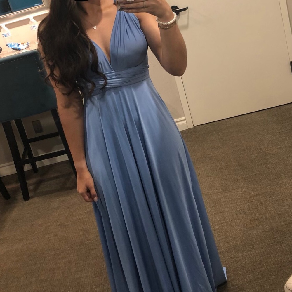 Slate Blue Bridesmaid Wrap Dress